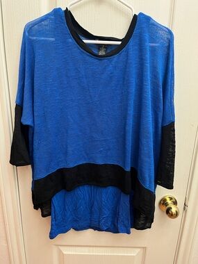 Grace Elements Royal Blue Layered Tunic with Black Trim